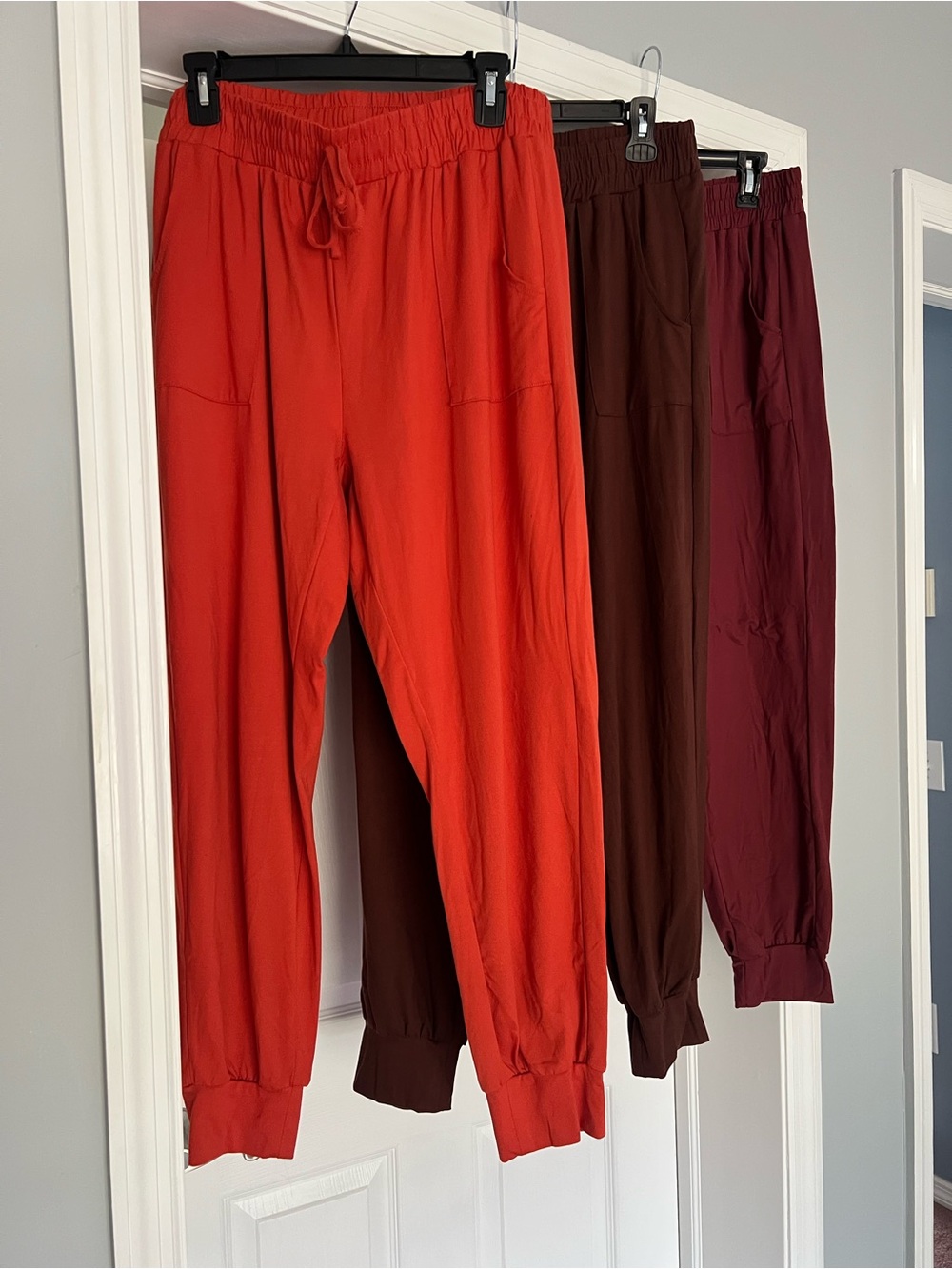 Casual Drawstring Jogger Pants - Red, Brown, Burgundy